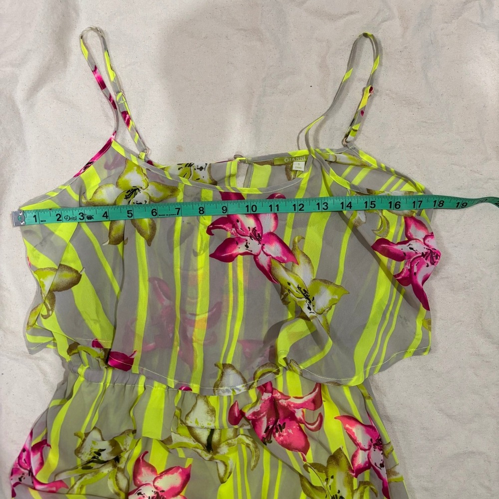 Gianni Bini Bohemian Summer Neon Floral Striped Maxi Dress NWT Size S - Picture 7 of 8